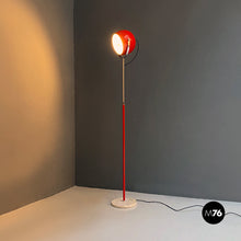 Load image into Gallery viewer, Red and chromed metal adjustable floor lamp with marble base, 1970s