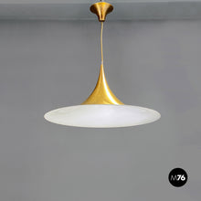 画像をギャラリービューアに読み込む, Metal Semi chandelier by Bonderup & Thorup for Fog & Morup, 1970s