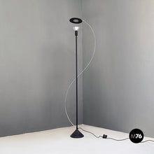 Charger l'image dans la galerie, Black metal and steel floor halogen floor lamp, 1980s