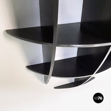 Load image into Gallery viewer, Black wood convex shape wall bookcase, Joe Colombo style, 1980s