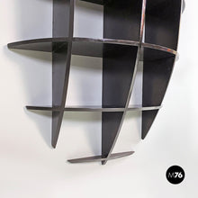Load image into Gallery viewer, Black wood convex shape wall bookcase, Joe Colombo style, 1980s