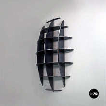 Load image into Gallery viewer, Black wood convex shape wall bookcase, Joe Colombo style, 1980s