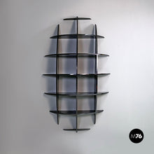 Load image into Gallery viewer, Black wood convex shape wall bookcase, Joe Colombo style, 1980s
