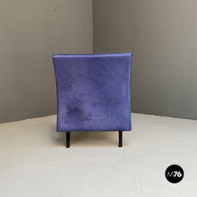 Charger l'image dans la galerie, Black solid wood and leather multicolor armchair with curved armrests, 1980s