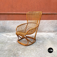 Load image into Gallery viewer, Rattan B4 armchair and pouf by Tito Agnoli for Bonacina, 1950s