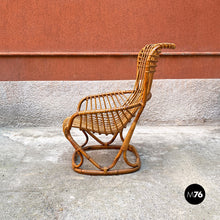 Load image into Gallery viewer, Rattan B4 armchair and pouf by Tito Agnoli for Bonacina, 1950s