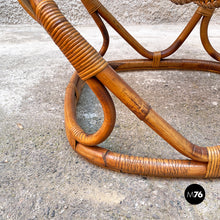 Load image into Gallery viewer, Rattan B4 armchair and pouf by Tito Agnoli for Bonacina, 1950s