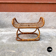 Load image into Gallery viewer, Rattan B4 armchair and pouf by Tito Agnoli for Bonacina, 1950s
