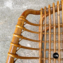 Load image into Gallery viewer, Rattan B4 armchair and pouf by Tito Agnoli for Bonacina, 1950s