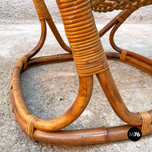 Load image into Gallery viewer, Rattan B4 armchair and pouf by Tito Agnoli for Bonacina, 1950s