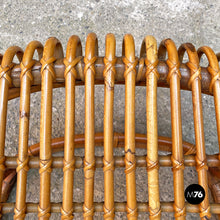 Load image into Gallery viewer, Rattan B4 armchair and pouf by Tito Agnoli for Bonacina, 1950s
