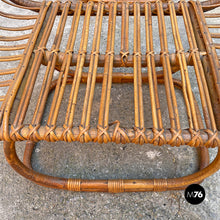 Load image into Gallery viewer, Rattan B4 armchair and pouf by Tito Agnoli for Bonacina, 1950s