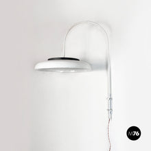 Load image into Gallery viewer, White metal and plexiglass adjustable wall arm lamp, 1970s