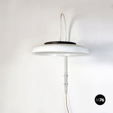 Load image into Gallery viewer, White metal and plexiglass adjustable wall arm lamp, 1970s