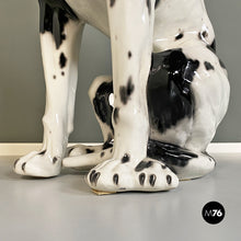 画像をギャラリービューアに読み込む, Black and white ceramic sculpture of Harlequin Great Dane dog, 1980s