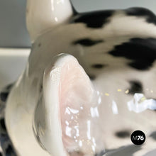 画像をギャラリービューアに読み込む, Black and white ceramic sculpture of Harlequin Great Dane dog, 1980s