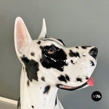 画像をギャラリービューアに読み込む, Black and white ceramic sculpture of Harlequin Great Dane dog, 1980s