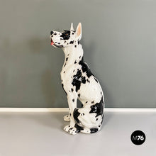 画像をギャラリービューアに読み込む, Black and white ceramic sculpture of Harlequin Great Dane dog, 1980s