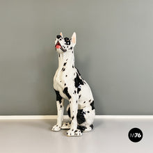 画像をギャラリービューアに読み込む, Black and white ceramic sculpture of Harlequin Great Dane dog, 1980s