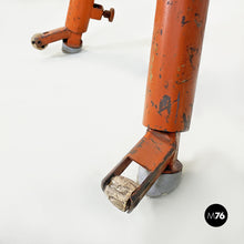 Load image into Gallery viewer, Orange metal and brown tan suede gym horse, 1960s