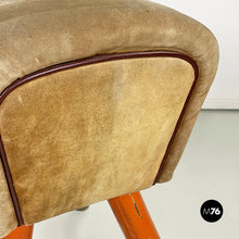 Load image into Gallery viewer, Orange metal and brown tan suede gym horse, 1960s