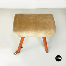 Load image into Gallery viewer, Orange metal and brown tan suede gym horse, 1960s