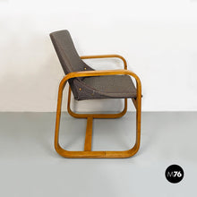 Carica l'immagine nel visualizzatore di Gallery, Solid wood and grey fabric armchairs, 1960s