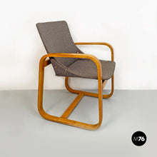 Carica l'immagine nel visualizzatore di Gallery, Solid wood and grey fabric armchairs, 1960s