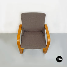 Carica l'immagine nel visualizzatore di Gallery, Solid wood and grey fabric armchairs, 1960s