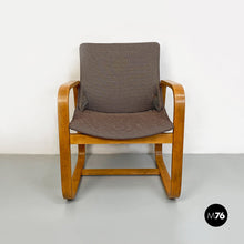 Carica l'immagine nel visualizzatore di Gallery, Solid wood and grey fabric armchairs, 1960s