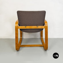 Carica l'immagine nel visualizzatore di Gallery, Solid wood and grey fabric armchairs, 1960s