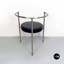 将图片加载到图库查看器,Cockpit shape leather and steel side chair, 1980s