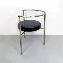 将图片加载到图库查看器,Cockpit shape leather and steel side chair, 1980s