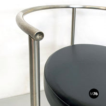 将图片加载到图库查看器,Cockpit shape leather and steel side chair, 1980s