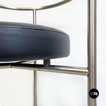 将图片加载到图库查看器,Cockpit shape leather and steel side chair, 1980s