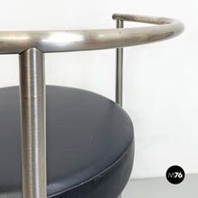 将图片加载到图库查看器,Cockpit shape leather and steel side chair, 1980s