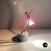 Load image into Gallery viewer, Pink metal table lamps sculpture, 1980s