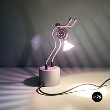 Load image into Gallery viewer, Pink metal table lamps sculpture, 1980s