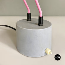 Load image into Gallery viewer, Pink metal table lamps sculpture, 1980s