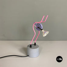 Load image into Gallery viewer, Pink metal table lamps sculpture, 1980s