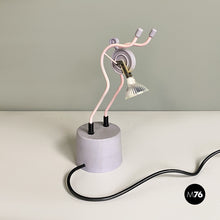 Load image into Gallery viewer, Pink metal table lamps sculpture, 1980s