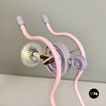 Load image into Gallery viewer, Pink metal table lamps sculpture, 1980s