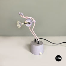 Load image into Gallery viewer, Pink metal table lamps sculpture, 1980s
