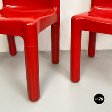 Load image into Gallery viewer, Red plastic chairs by Carlo Bartoli for Kartell, 1970s