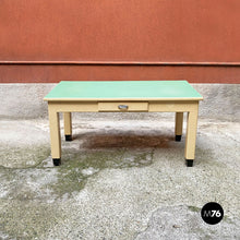 画像をギャラリービューアに読み込む, Creamy white wood and aquamarine formica kitchen table, 1940s