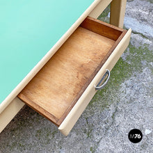 画像をギャラリービューアに読み込む, Creamy white wood and aquamarine formica kitchen table, 1940s