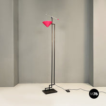 将图片加载到图库查看器,Black metal and magenta floor lamp, 1980s
