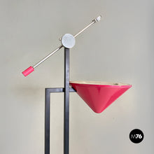 将图片加载到图库查看器,Black metal and magenta floor lamp, 1980s