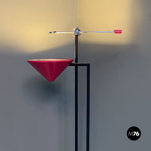 将图片加载到图库查看器,Black metal and magenta floor lamp, 1980s