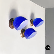 画像をギャラリービューアに読み込む, Electric blue and white glass and sheet metal appliques, 1930s